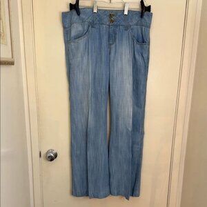 Anthropologie | Elevenses Chambray wide Leg Jeans pants